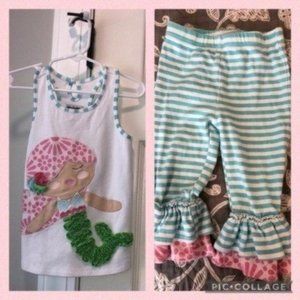 Mud Pie Textured 3D Mermaid Bow Back Tank Top